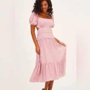 LAIT COLLECTION STACEY PUFF SLEEVE CUTOUT DRESS xs